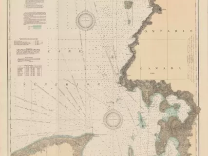 Chart, Navigational - East End of Lake Superior - From Cape Gargantua. Ont., to Mouth of Big Two Hearted River, Mich., Including Whitefish Bay and Head of St. Mary's River