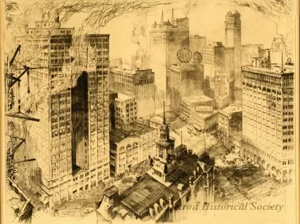 Etching - Downtown Detroit