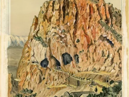 Print - Mule Train Coming Down the Mountain