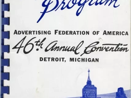 Booklet - Official Program, Advertising Federation of American 46th Annual Convention, Detroit, Michigan