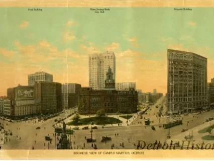 Print - Birdseye View of Campus Martius, Detroit
