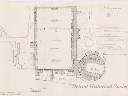 Drawing, Architectural - Second Floor Plan,
Cobo Hall - Convention Arena, 
Civic Center - City of Detroit, Michigan.