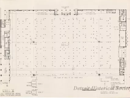 Drawing, Architectural - Hall A,
Cobo Hall - Convention Arena,
Civic Center - City of Detroit, Michigan