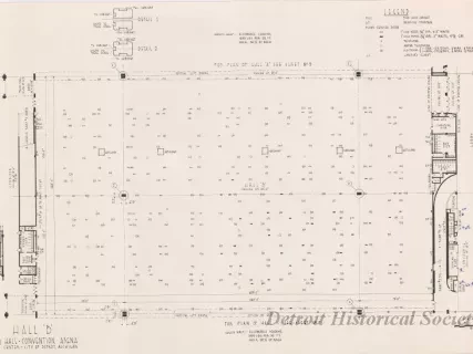 Drawing, Architectural - Hall B,
Cobo Hall - Convention Arena,
Civic Center - City of Detroit, Michigan