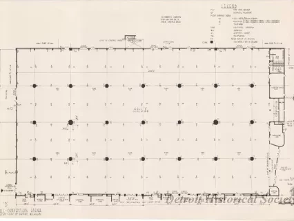 Drawing, Architectural - Hall D, 
Cobo Hall - Convention Arena, 
Civic Center - City of Detroit, Michigan