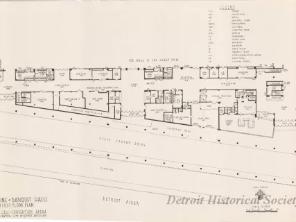 Drawing, Architectural - Meeting & Banquet Halls, 
First Floor Plan, 
Cobo Hall - Convention Arena, 
Civic Center - City of Detroit, Michigan