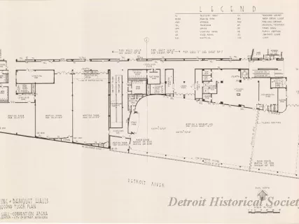 Drawing, Architectural - Meeting & Banquet Halls,
Second Floor Plan,
Cobo Hall - Convention Arena,
Civic Center - City of Detroit, Michigan