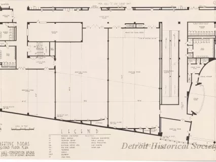 Drawing, Architectural - Meeting & Banquet Halls,
Second Floor Plan,
Cobo Hall - Convention Arena,
Civic Center - City of Detroit, Michigan