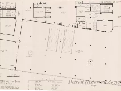 Drawing, Architectural - Cafeteria & Meeting Room,
Third Floor Plan,
Cobo Hall - Convention Arena,
Civic Center - City of Detroit, Michigan
