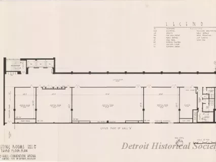 Drawing, Architectural - Meeting Rooms East of Hall A,
Third Floor Plan,
Cobo Hall - Convention Arena
Civic Center - City of Detroit, Michigan