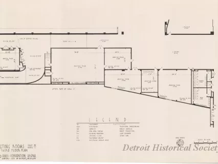 Drawing, Architecture - Offices & Meeting Rooms East of Hall C, 
Third Floor Plan, 
Cobo Hall - Convention Arena, 
Civic Center - City of Detroit, Michigan
