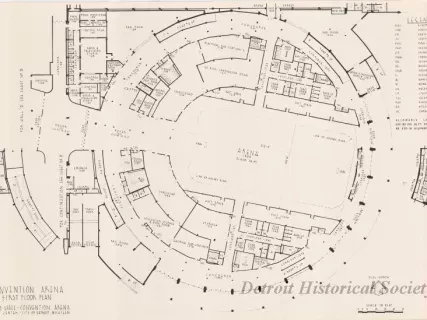 Drawing, Architectural - Convention Arena, 
First Floor Plan, 
Cobo Hall - Convention Arena
Civic Center - City of Detroit, Michigan