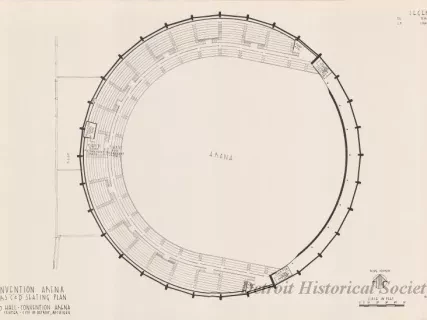 Drawing, Architectural - Convention Arena,
Arena & Tiers C & D Seating Plan,
Cobo Hall - Convention Arena,
Civic Center - City of Detroit, Michigan