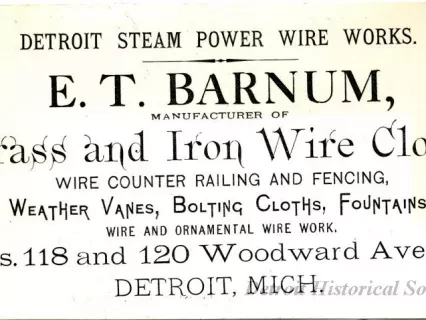 Card, Business - E. T. Barnum