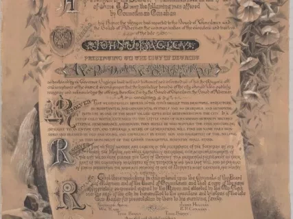 Certificate, Commemorative - John J. Bagley