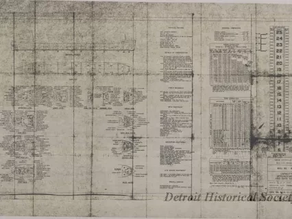 Drawing, Technical - Hull No. 424, Capacity Arrangement and Data Sheet
[SS Richard M. Marshall, SS John Dykstra, SS Benson Ford]