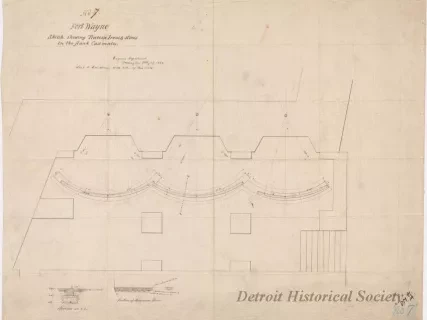 Drawing, Architectural - No. 7, Fort Wayne,
Sketch Showing Traverse Irons & Stones in the Flank Casemates