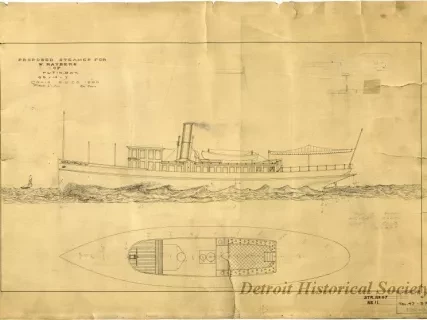 Drawing, Technical - Proposed Steamer for W. Rayberg 
of Put In Bay (Str. No. 47)