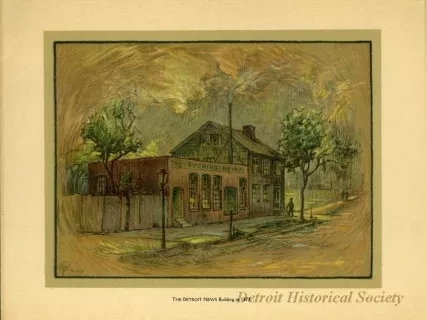 Print - The Detroit News Building in 1873