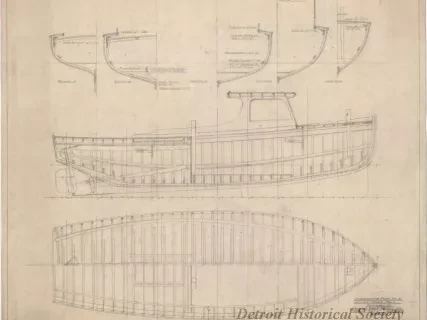 Drawing, Technical - Construction Plan of a 25' x 8'-6" Work Boat