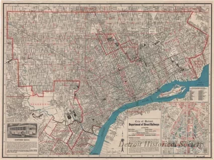 Map - City of Detroit Department of Street Railways,
Official Map of Detroit's Transportation System