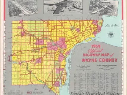 Map - 1959 Official Highway Map of Wayne County