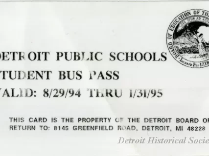 Pass - Detroit Public Schools Student Bus Pass