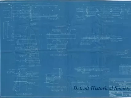 Blueprint - Detroit Boat Yard -
Modification of Existing Facilities;
Plan, Elevation, Sections and Details
