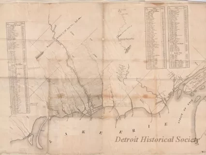 Map - Plan of Private Claims in Michigan Territory
as Surveyed by Aaron Greeley in 1810