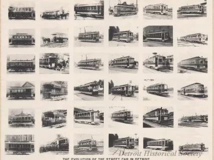 Poster - The Evolution of the Street Car in Detroit 
from Horse Car to Present Time - 1921