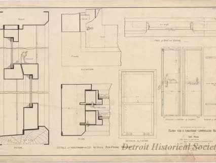 Drawing, Architectural - Plans for a Fire-Proof Comparator Room at Fort Wayne