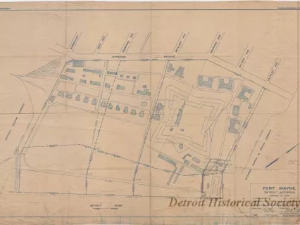 Blueprint - Fort Wayne, Detroit, Michigan -
Survey of 1927