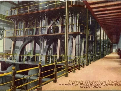 Postcard - Interior View Water Works Pumping Station, Detroit, Mich.