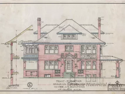 Drawing, Architectural - Front Elevation of Residence to Be Erected on Center Ave., 
Bay City, Mich., by Mr. George Kolb