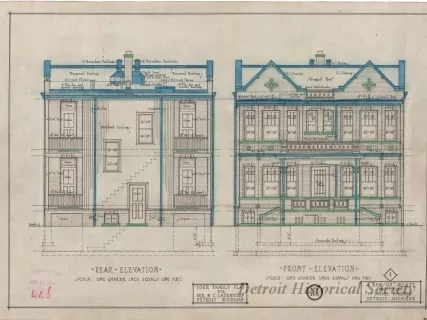 Drawing, Architectural - Four Family Flat for Mr. B. C. Ladendorf,
Detroit, Michigan