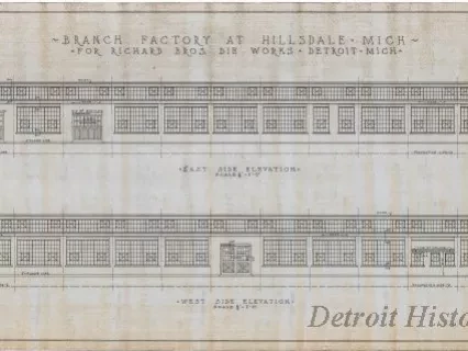 Drawing, Architectural - Branch Factory at Hillsdale, Michigan,
for Richard Bros. Die Works, Detroit, Michigan