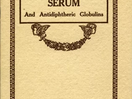 Booklet - Antidiphtheric Serum and Antidiphtheric Globulins