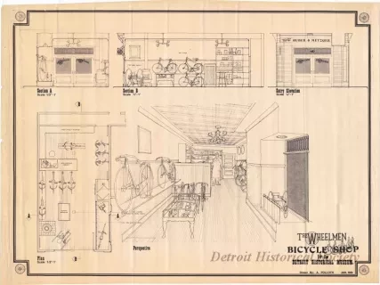 Blueprint - The Wheelmen Bicycle Shop
for the Detroit Historical Museum