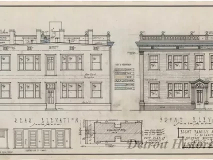 Drawing, Architectural - Eight Family Apartment Building
to be Erected at No. 25 & 27 Nineteenth Street, Detroit, Mich.