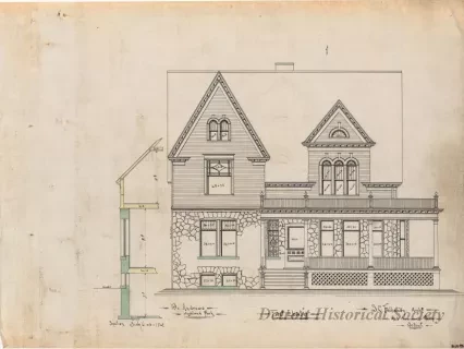 Drawing, Architectural - Front Elevation,
Woodward Ave. Side Elevation