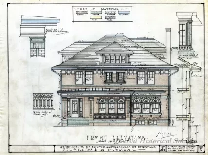 Drawing, Architectural - Residence to be Erected on Lot #346, Chicago Blvd., Detroit , Mich., 
for Mr. E. M. Coleman