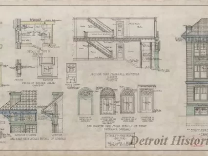 Drawing, Architectural - Thirty Apartment Building for Mr. William J. Burns, Detroit, Michigan