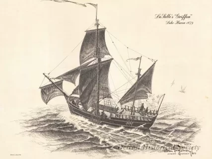 Print - LaSalle's "Griffon," Lake Huron, 1679