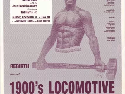 Poster - Rebirth Presents 1900's Locomotive,
Passage into the Year Two Thousand, Celebrating One Century of Jazz