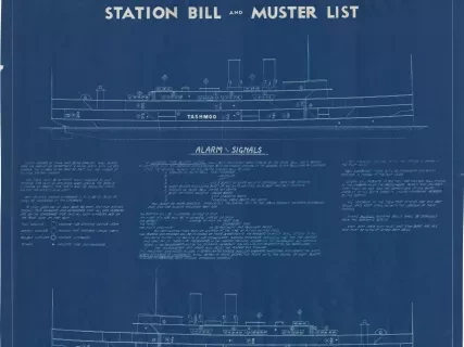 Blueprint - Steamer Tashmoo Station Bill and Muster List