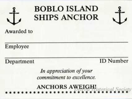 Award - Bob-Lo Island Ships Anchor Award