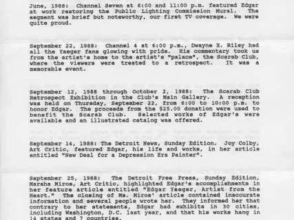 Letter - Edgar Yaeger Update