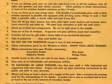 Poster - Air Raid Warning Instructions
