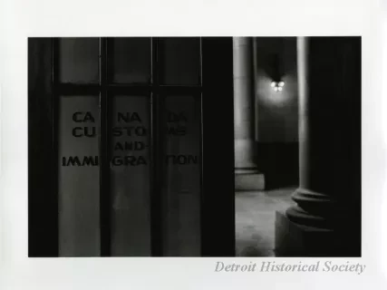 Print, Photographic - Michigan Central Train Depot, "Canada Customs and Immigration"