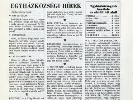 Newsletter - Szent Kereszt Hirnoke - Holy Cross Messenger, Vol. XLII, No. 44
